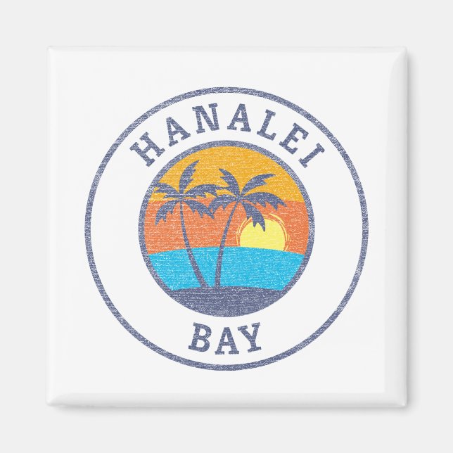 Imã Baía de Hanalei, Kauai Estilo Clássico Desbotado (Frente)