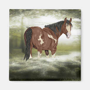 Imã Baía e cavalo da pintura de Overo do respingo do