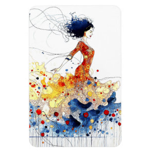 Ímã Bailarina de Flamenco em Movimento Multicolorido F