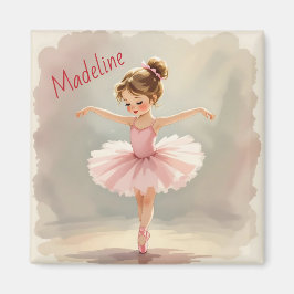 Imã Bailarina Menina com Tutu Rosa Personalizado