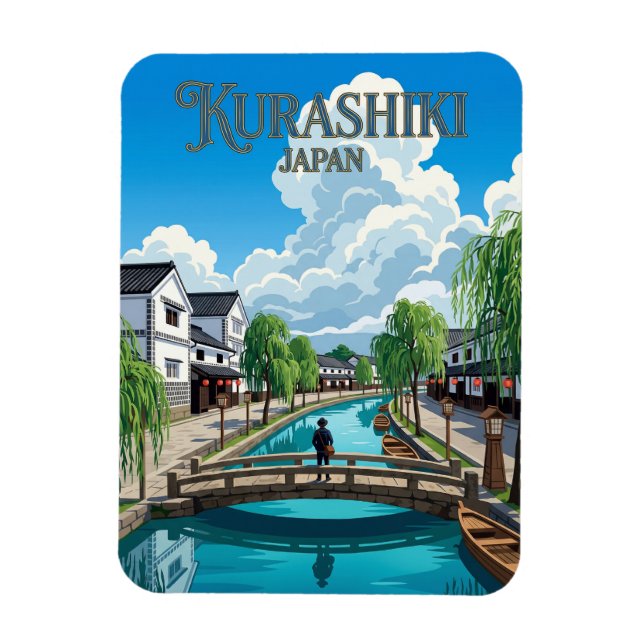 Ímã Bairro Histórico de Kurashiki Bikan Japão (Vertical)