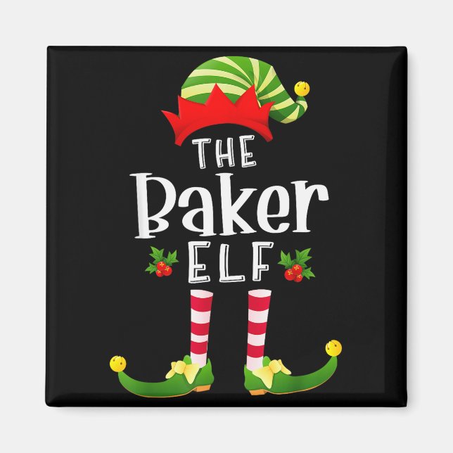Imã Baker Christmas Elf Matching Pajama X-mas Party  (Frente)