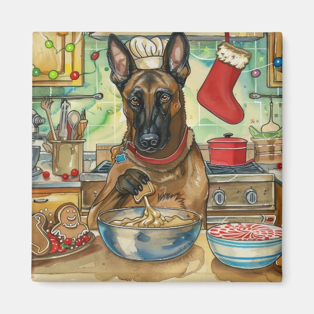 Imã Baking de Natal Festivo em Malinoi belga (Frente)