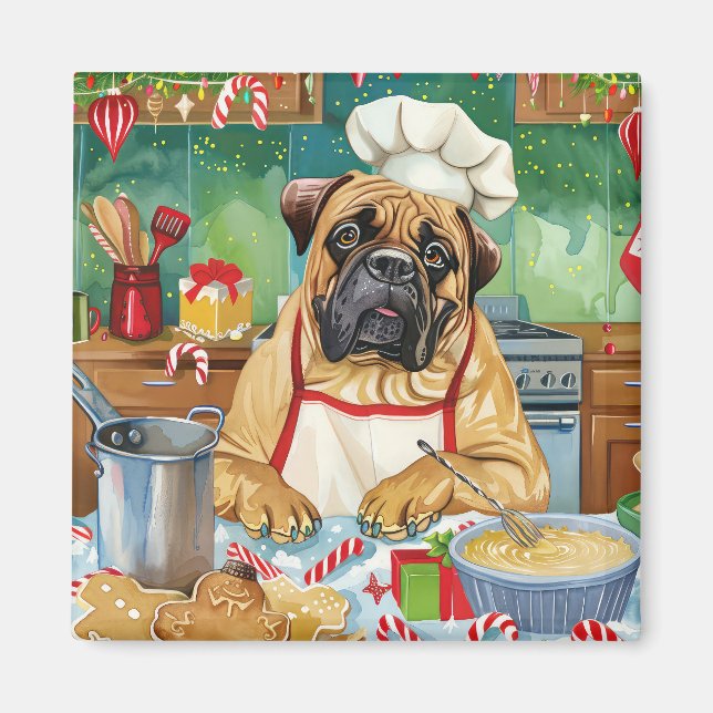 Imã Baking Feriado Bullmastiff (Frente)