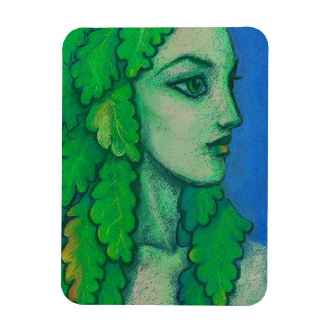 Ímã Balanis, dryad, folhas verdes, deusa da floresta,  (Vertical)