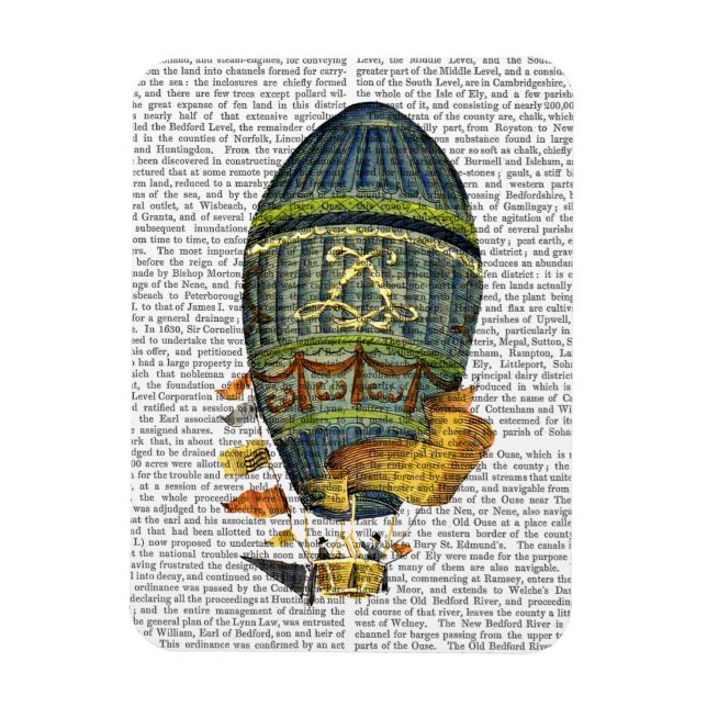 Ímã Balão de Ar Quente Cilíndrico Azul (Vertical)