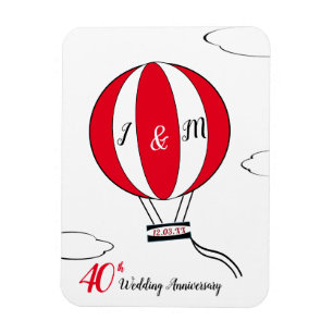 Ímã Balão de ar quente do 40º aniversário de casamento
