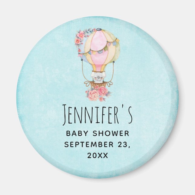 Imã Balão de Ar Quente Fofo Aquarela Salvar a Data (Frente)