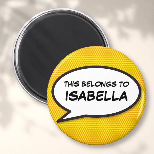 Imã Balão de Fala de Quadrinhos Personalizado Divertid (Personalized Fun Comic Book Speech Bubble Magnet)