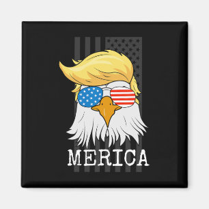 Imã Bald Eagle 4 De Julho Trump American Flag Funny