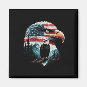 Imã Bald Eagle American Flag Para 4 De Julho De Red Wh