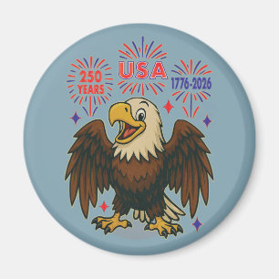 Imã Bald Eagle com Fireworks - EUA 250 Anos 1776-2026