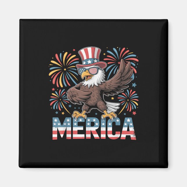 Imã Bald Eagle Dancing "merica Tee Funny Patriotic Usa (Frente)