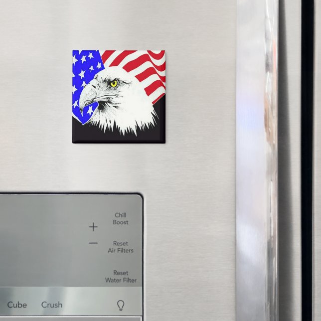 Imã Bald Eagle e a bandeira americana (In Situ (Fridge))