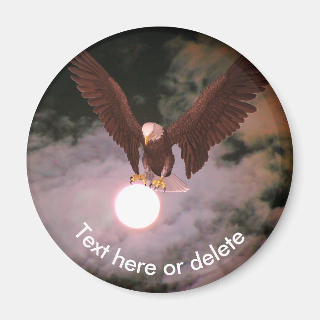 Imã Bald Eagle Full Moon Fantasy Personalized (Frente)
