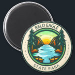 Imã Bald Eagle State Park - Crachá da Pensilvânia<br><div class="desc">Ilustração do Parque Estadual da Águia Balda em um círculo no estilo do crachá.</div>