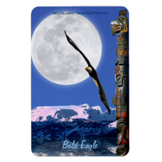 Ímã Bald Eagle Totem & Super Moon Wildlife Magnet