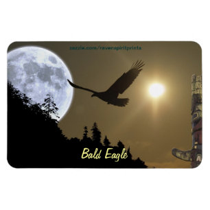 Ímã Bald Eagle Totem & Super Moon Wildlife Magnet