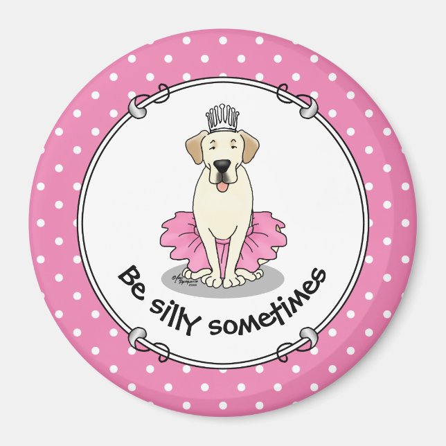 Imã Balé Princesa Amarelo Labrador Cachorro do Retriev (Frente)