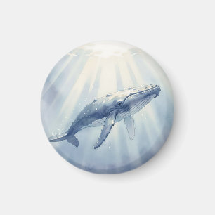 Imã Baleia Jubarte Aquarela Oceano