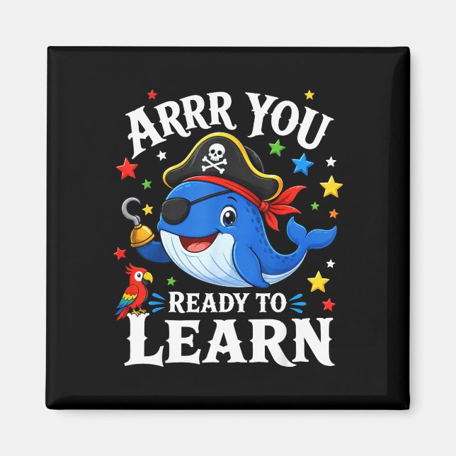 Imã Baleia professora pirata engraçada arrr pronta par (Frente)