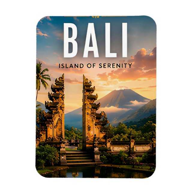 Ímã 🌺 Bali Indonésia Templo Tropical (Vertical)