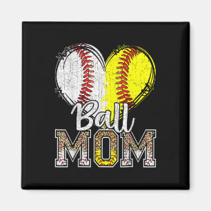 Imã Ball Mãe Coração Baseball Mama de Softball Mãe Mãe