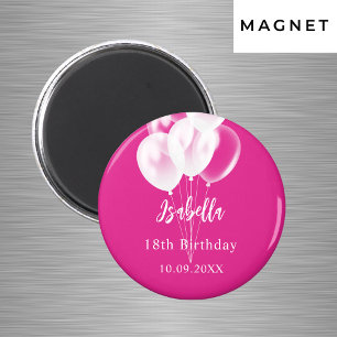 Imã Balões brancos rosa de aniversário festa
