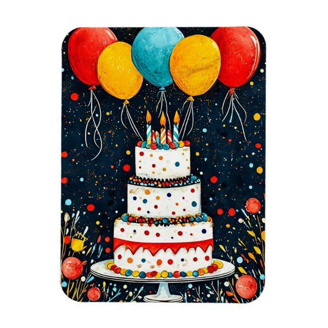 Ímã Balões coloridos de aniversário (Vertical)