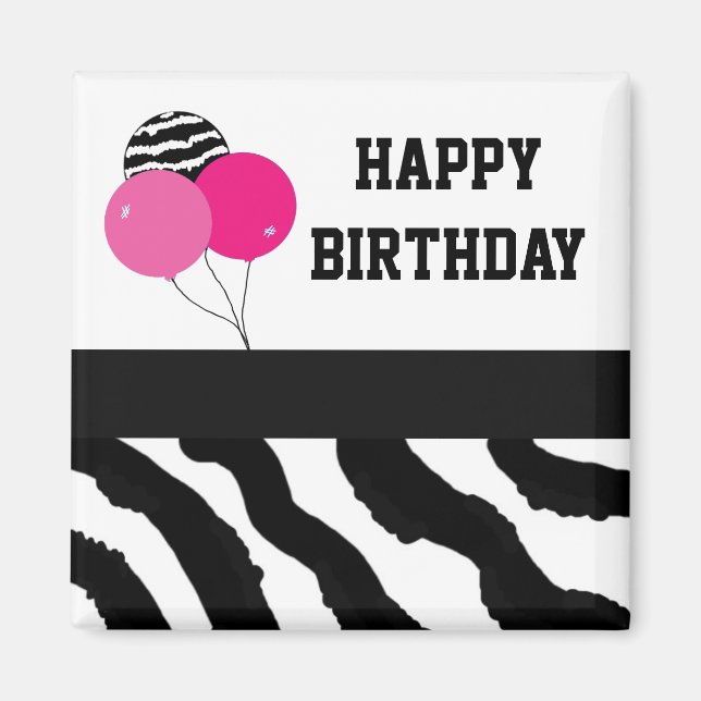 Imã Balões de Aniversário com Estampa de Zebra (Frente)