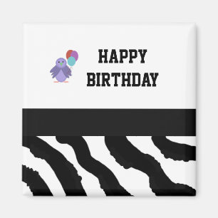 Imã Balões de Aniversário e Pássaro com Estampa de Zeb