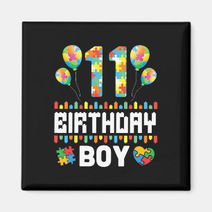Imã Balões de Coração de Puzzle Feliz Aniversário Auti
