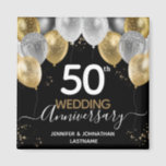 Imã Balões do 50º Aniversário do Casamento<br><div class="desc">Os balões de ouro do Elegante Faux fazem fronteira com os realces de confete de ximersão na borda superior. Todo o texto é ajustável e fácil de mudar para as necessidades do seu próprio partido. Excelente de modelo de 50º aniversário elegante do design.</div>