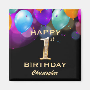 Imã Balões Dourados e Pretos do Partido primeiro aniv