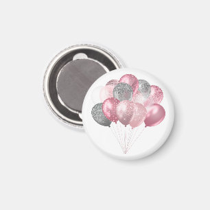 Imã Balões Luminosos Rosa e Prata