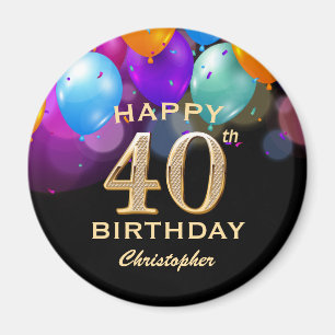 Imã Balões Pretos e Dourados do Partido aniversário 