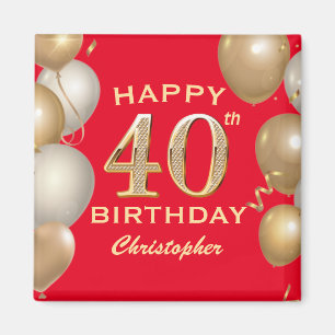 Imã Balões Vermelhos e Dourados do Partido aniversário