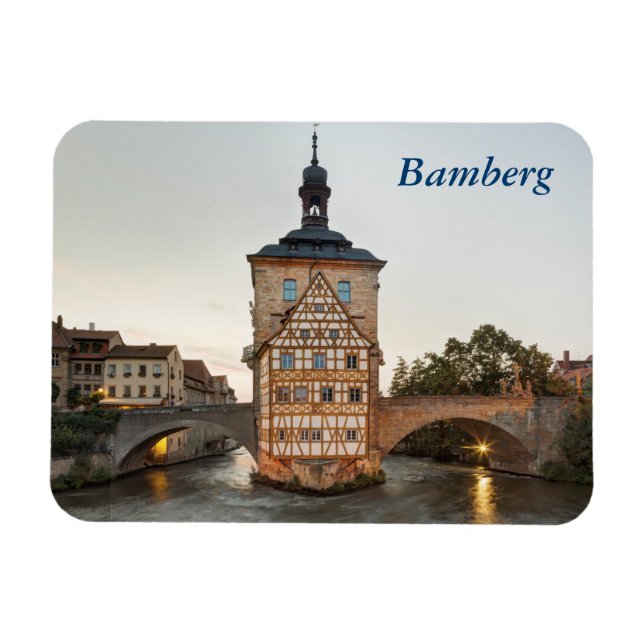 Ímã Bamberg Old Town Hall e Obere Bridge (Horizontal)