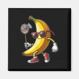 Imã Banana Sungs Jogando Badminton Engraçado Fruta Esp