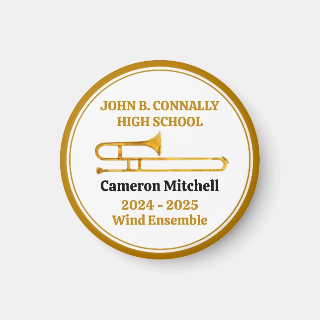 Imã Banda de Segundo grau Trombone Dourada Personaliza (Frente)