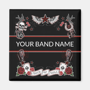 Imã Banda Personalizada Merch Rockabilly Rock & Roll M