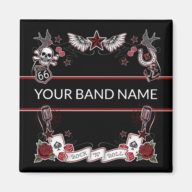 Imã Banda Personalizada Merch Rockabilly Rock & Roll M (Frente)