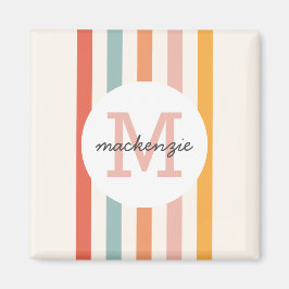 Imã Bandas Coloridas Retroativas Monogramas Personaliz