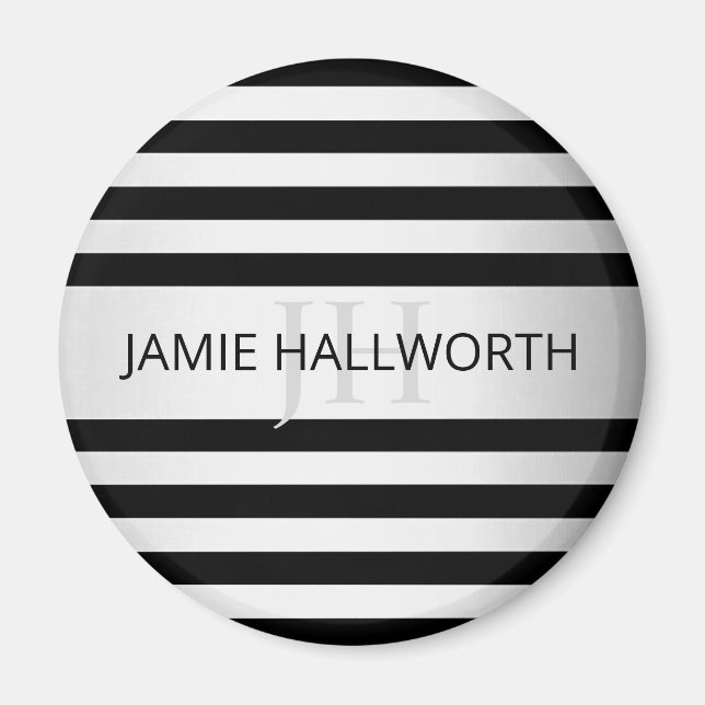 Imã Bandas de Ombre Silver Faux Contemporâneas & Preta (Frente)