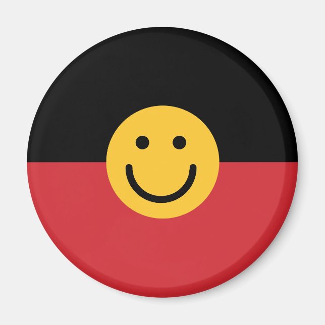 Imã Bandeira aborígene australiana com rosto de sorris (Frente)