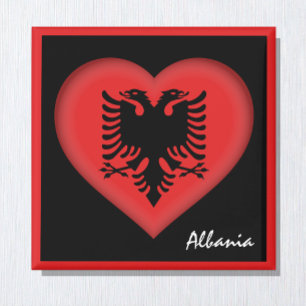 Imã Bandeira albanesa e Heart Albânia feriado/esporte