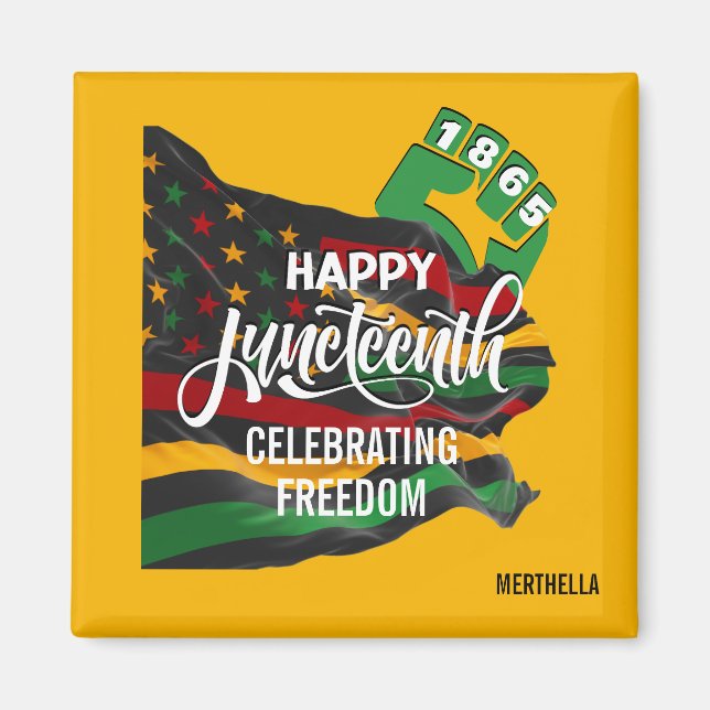 Imã Bandeira Amarela do JUNETEENTH Afro-Americano (Frente)