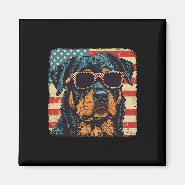 Imã Bandeira Americana 4 De Julho De Rottweiler (Frente)