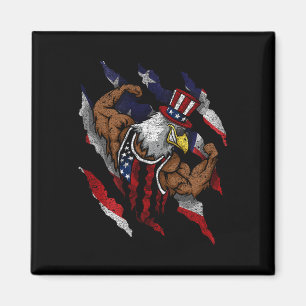 Imã Bandeira Americana Águia Careca Musculosa Biciclet