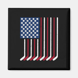 Imã Bandeira Americana Antiga Feita De Hóquei Engraçad